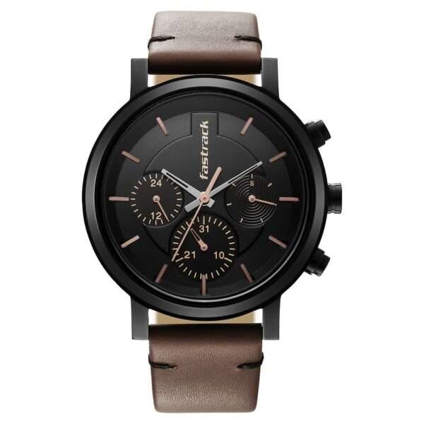 Fastrack Tick Tock Black Dial Watch - for Guys 3287NL01