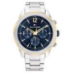 tommy steel watch having blue dail and golden bazel